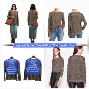 Equipment Raydon Cheetah Print Wool Sweater Size L
